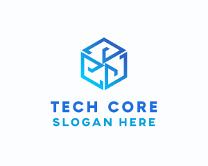 Digital Tech Cube Hexagon logo design