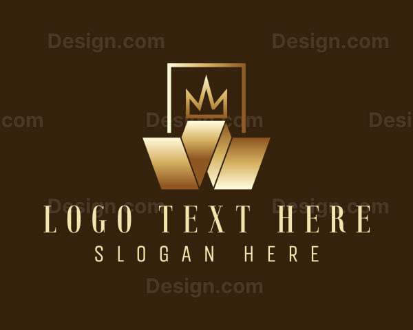 Royal Geometric Letter W Crown Logo