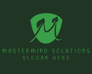 Shield Leaf Letter M logo design