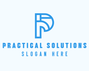 Modern Geometric Letter P logo design