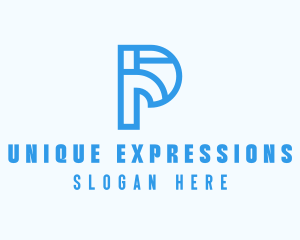 Modern Geometric Letter P logo design