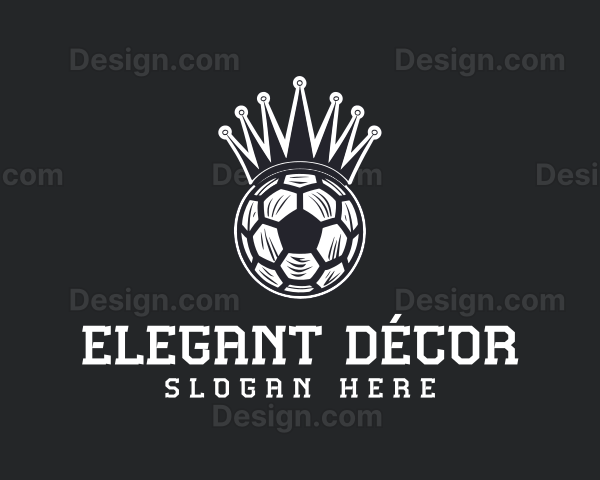 Vintage Soccer Ball Crown Football Logo