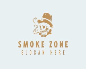 Skull Gentleman Smoker logo design