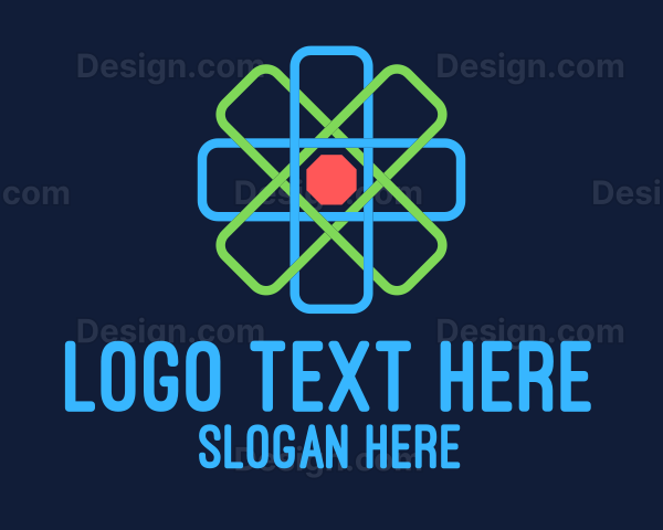 Geometric Nucleus Atom Logo