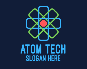 Geometric Nucleus Atom logo