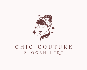 Retro Woman Hairstyle Salon logo design