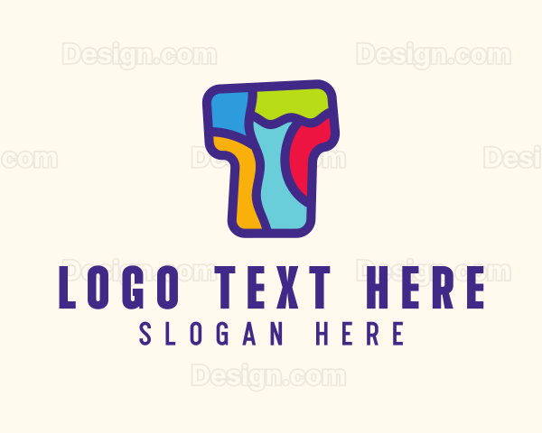 Colorful Mosaic Letter T Logo