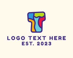 Colorful Mosaic Letter T logo