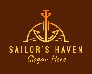 Sunset Sea Anchor logo design