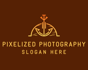 Sunset Sea Anchor logo design