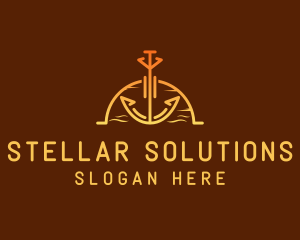 Sunset Sea Anchor logo design