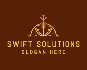 Sunset Sea Anchor logo design