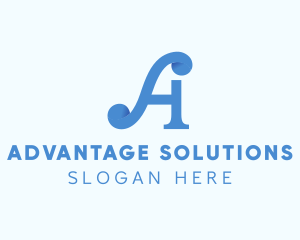 Blue Letter A logo design