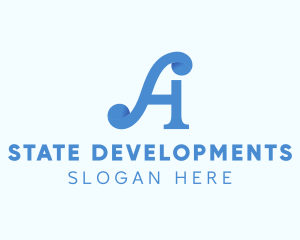 Blue Letter A logo design