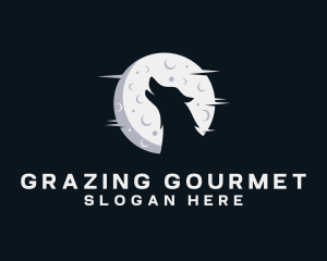 Moon Howling Wolf logo design