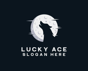 Moon Howling Wolf logo design