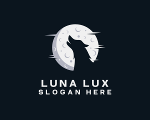 Moon Howling Wolf logo design