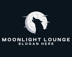 Moon Howling Wolf logo design