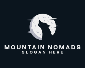 Moon Howling Wolf logo design