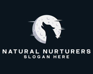 Moon Howling Wolf logo design