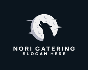 Moon Howling Wolf logo design