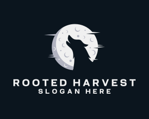 Moon Howling Wolf logo design