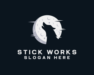 Moon Howling Wolf logo design