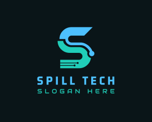 Blue Tech Letter S logo design