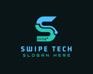 Blue Tech Letter S logo design