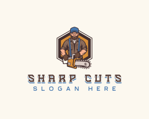 Chainsaw Logging Lumberjack logo design