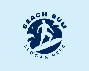 Surfboard Surfing Man logo design