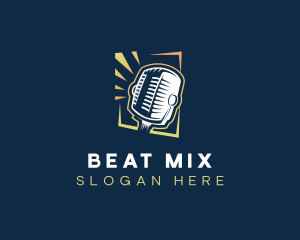 Microphone DJ Podcast logo design