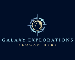 Crescent Moon Compass Exploration logo design