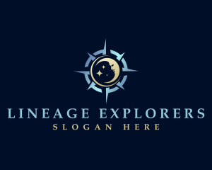 Crescent Moon Compass Exploration logo design