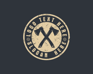 Rustic Timber Log Axe logo