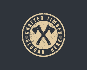 Rustic Timber Log Axe logo design