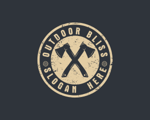 Rustic Timber Log Axe logo design