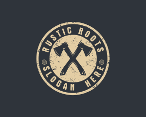 Rustic Timber Log Axe logo design