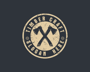 Rustic Timber Log Axe logo design