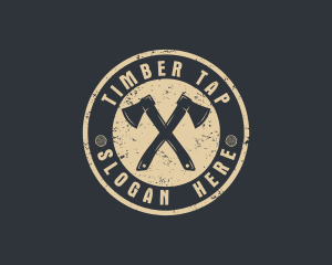 Rustic Timber Log Axe logo design