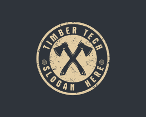 Rustic Timber Log Axe logo design