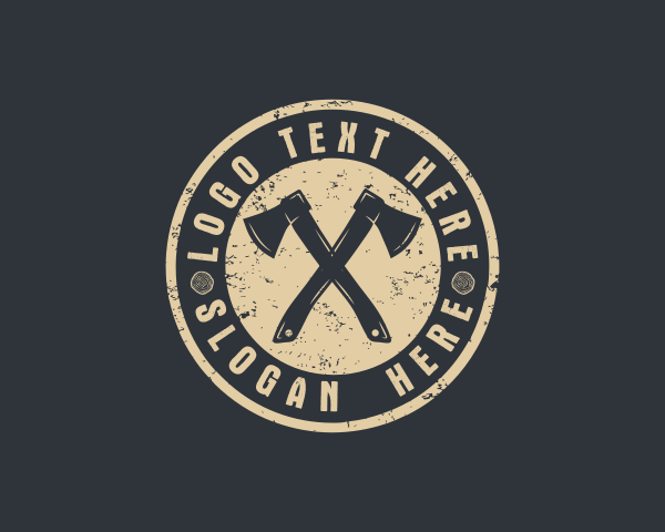 Rustic Timber Log Axe logo