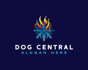 Snowflake Fire Temperature logo design