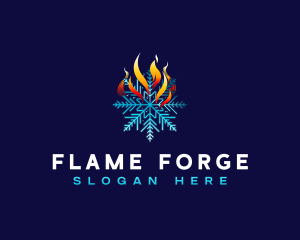 Snowflake Fire Temperature logo design