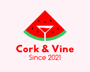 Watermelon Cocktail Glass logo design