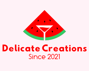 Watermelon Cocktail Glass logo design