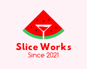 Watermelon Cocktail Glass logo design