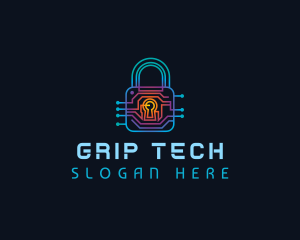 Circuit Tech Padlock logo design