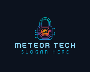 Circuit Tech Padlock logo design