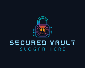 Circuit Tech Padlock logo design